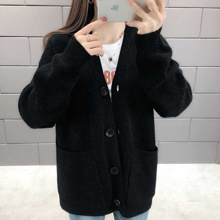 厚手ニットカーディガン ワッペン付き ゆったり レディース | Beststore | 詳細画像10 