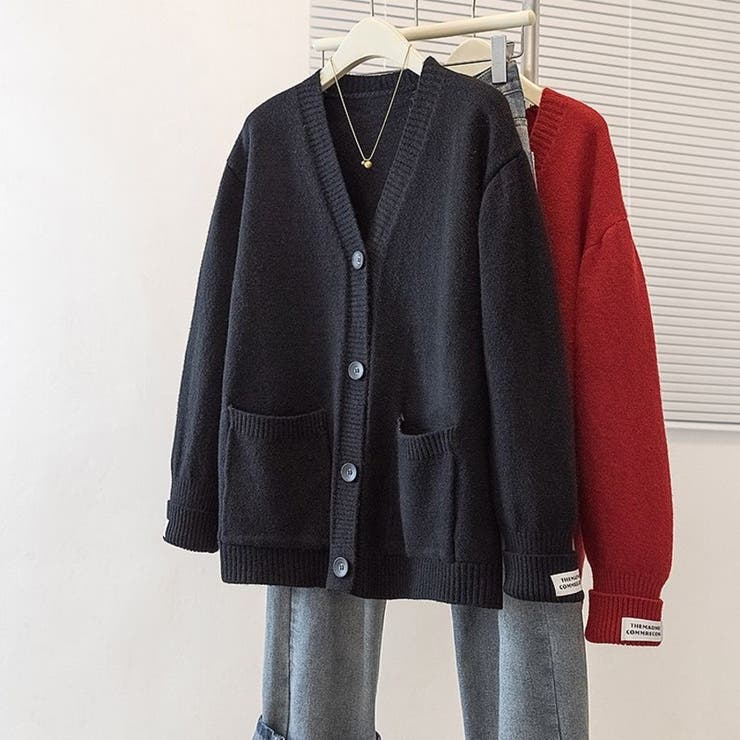 厚手ニットカーディガン ワッペン付き ゆったり レディース | Beststore | 詳細画像11 