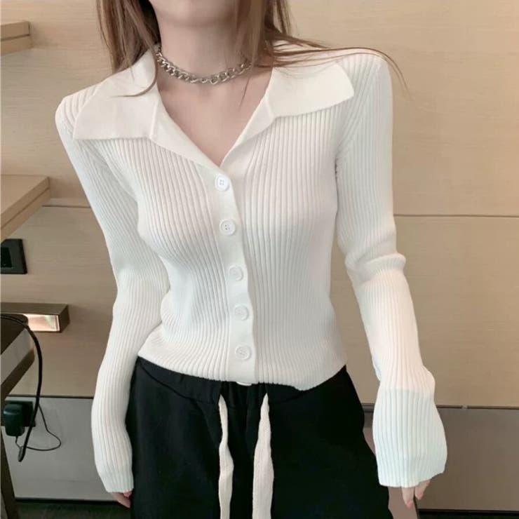 ポロ襟付き リブニットカーディガン | Beststore | 詳細画像9 