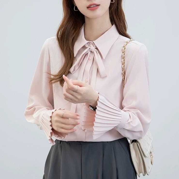 ボウタイシャツブラウス 袖口プリーツ レディース | Beststore | 詳細画像9 