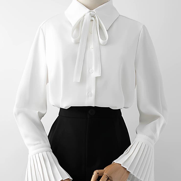 ボウタイシャツブラウス 袖口プリーツ レディース | Beststore | 詳細画像13 
