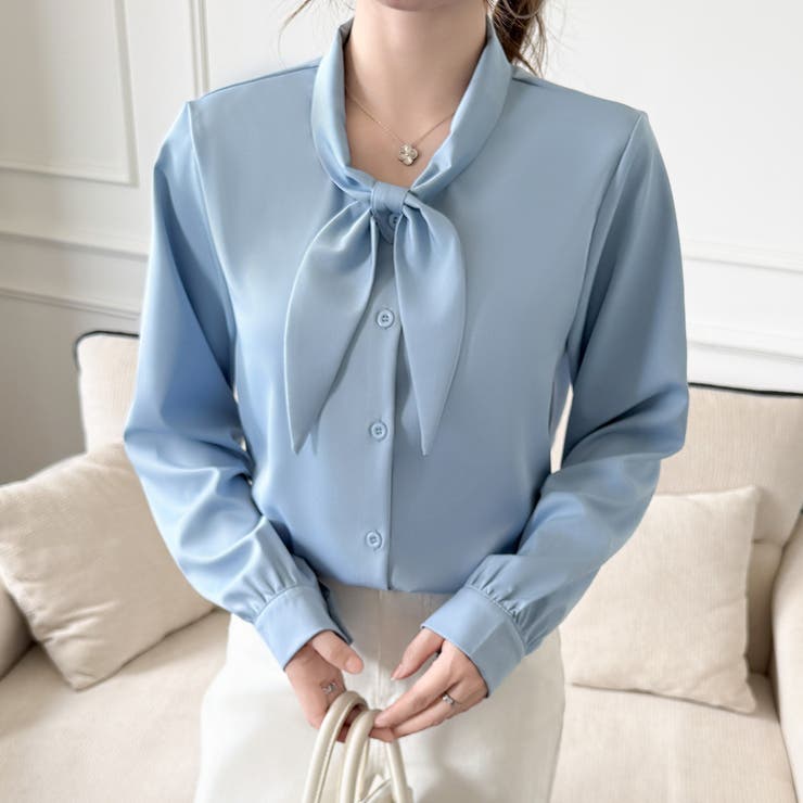 「王道きれいめ」ボウタイ リボンシフォンシャツブラウス 長袖 | Beststore | 詳細画像5 