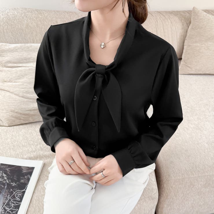 「王道きれいめ」ボウタイ リボンシフォンシャツブラウス 長袖 | Beststore | 詳細画像19 