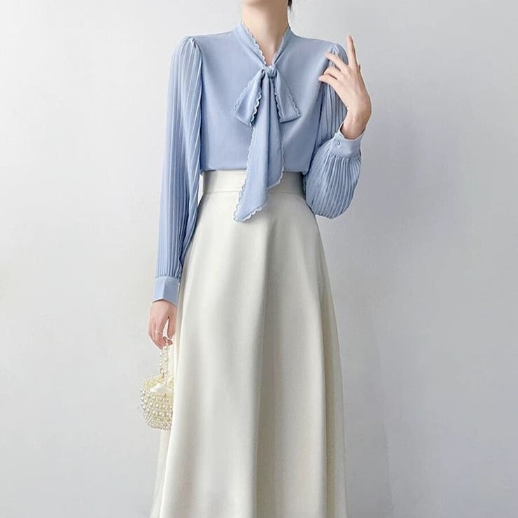 「上品フェミニン」ボウタイ レース ブラウス プリーツスリーブ | Beststore | 詳細画像14 