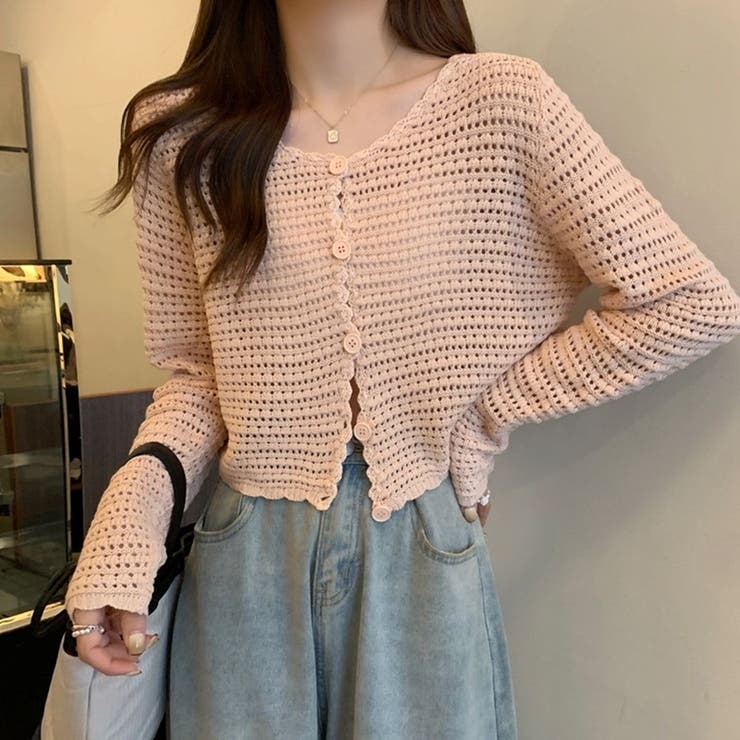 涼やかフェミニン。透かし編みクロップドカーディガン トップス サマーニット | Beststore | 詳細画像13 