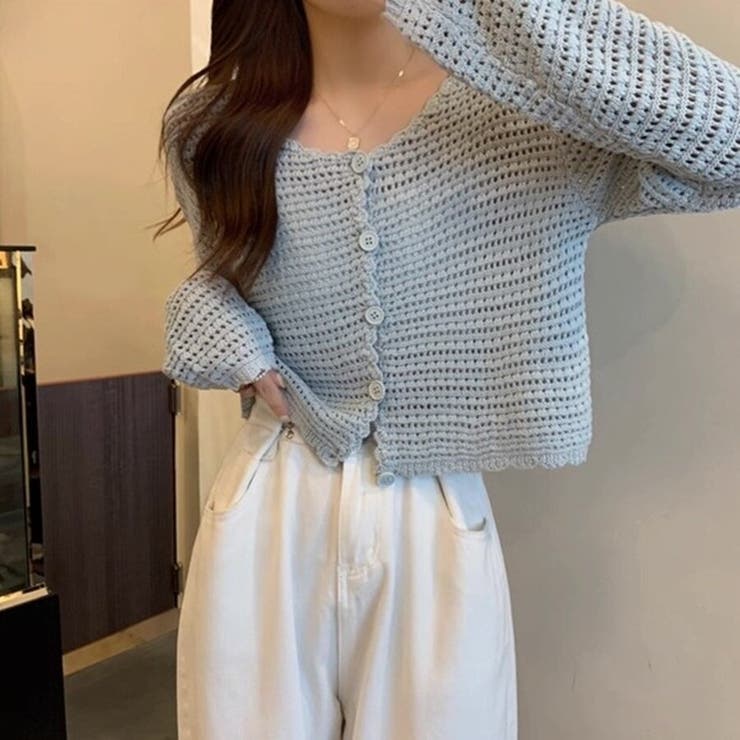 涼やかフェミニン。透かし編みクロップドカーディガン トップス サマーニット | Beststore | 詳細画像19 