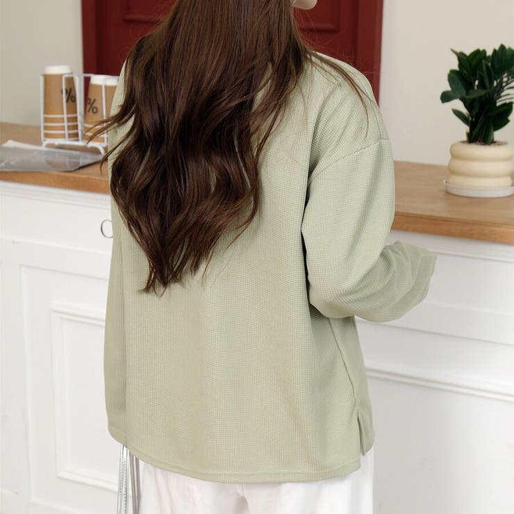 【シンプルでこなれ感】ワッフル素材 キーネック長袖プルオーバー ゆったりシルエッ… | Beststore | 詳細画像25 