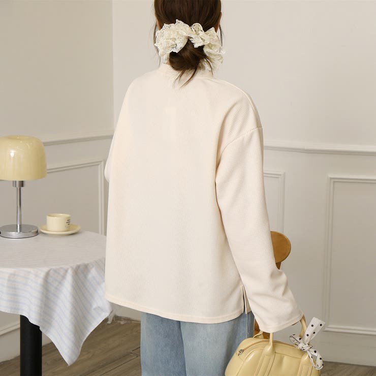 【シンプルでこなれ感】ワッフル素材 キーネック長袖プルオーバー ゆったりシルエッ… | Beststore | 詳細画像32 