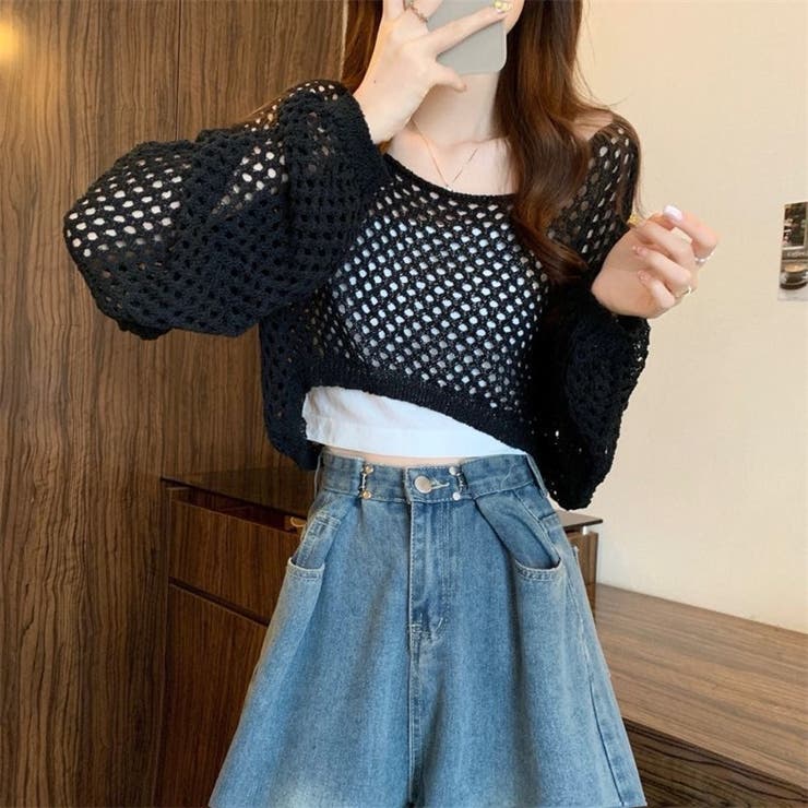 透かし編み クロップド ニット | Beststore | 詳細画像11 
