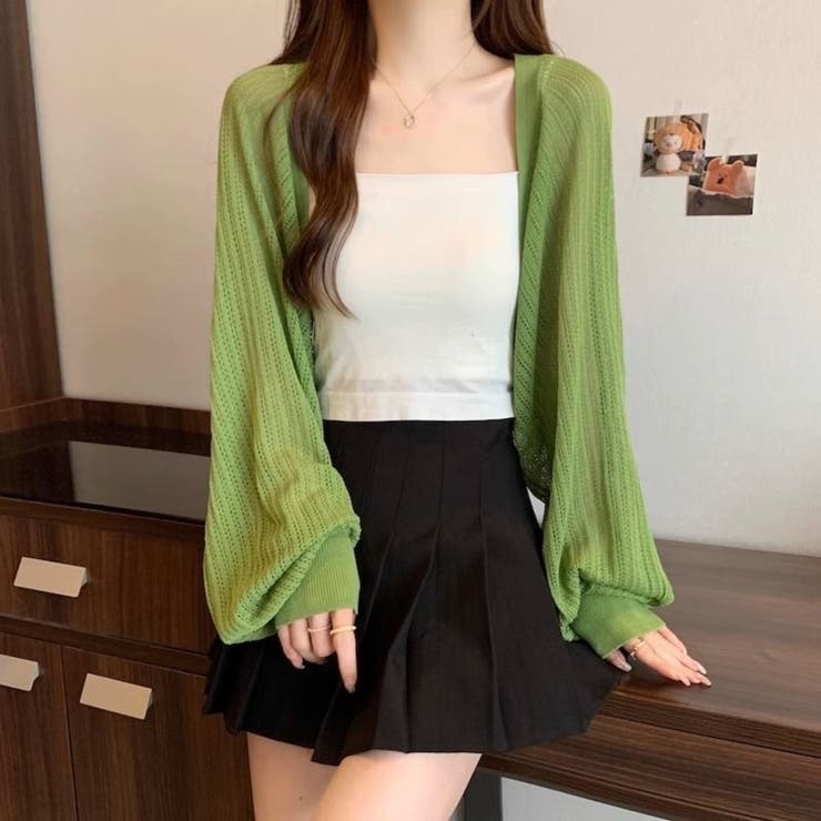 透かし編み パフスリーブ サマーニット ボレロ カーディガン 日焼け対策 | Beststore | 詳細画像21 