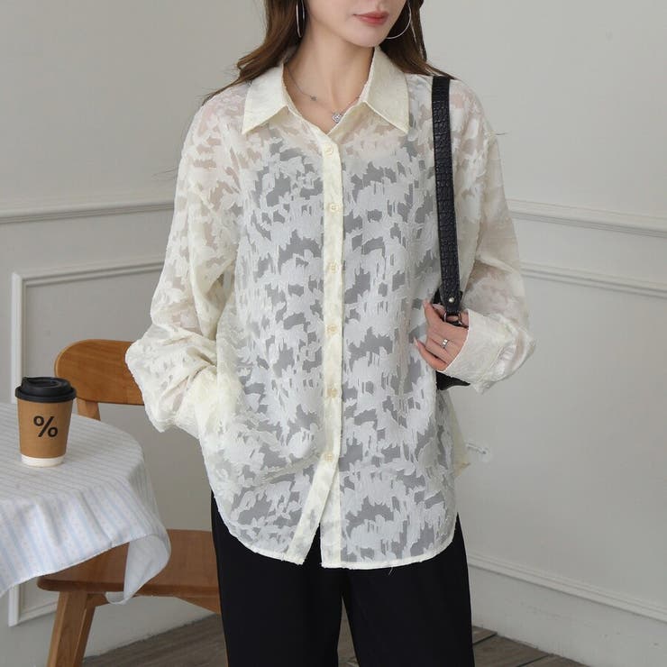 フラワーカットジャガード シアーオーバーシャツ 冷房対策 紫外線対策 | Beststore | 詳細画像7 