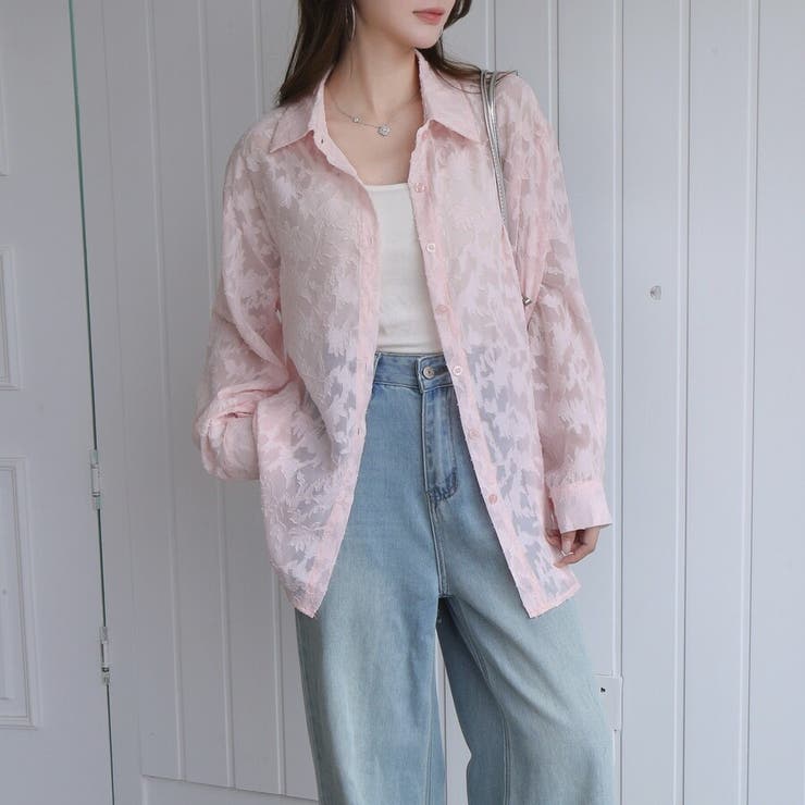 フラワーカットジャガード シアーオーバーシャツ 冷房対策 紫外線対策 | Beststore | 詳細画像9 