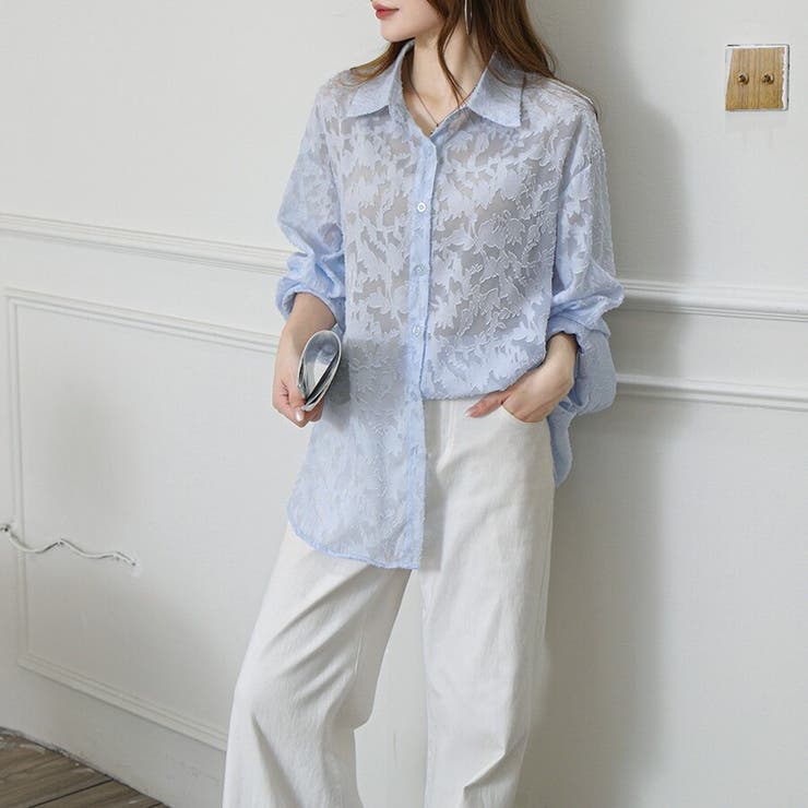 フラワーカットジャガード シアーオーバーシャツ 冷房対策 紫外線対策 | Beststore | 詳細画像12 