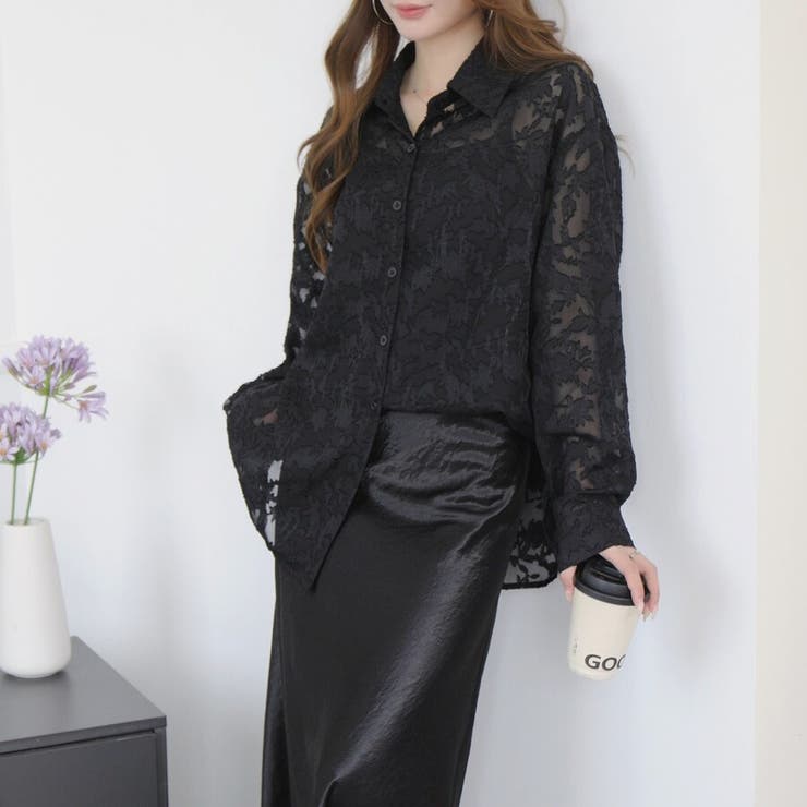 フラワーカットジャガード シアーオーバーシャツ 冷房対策 紫外線対策 | Beststore | 詳細画像2 