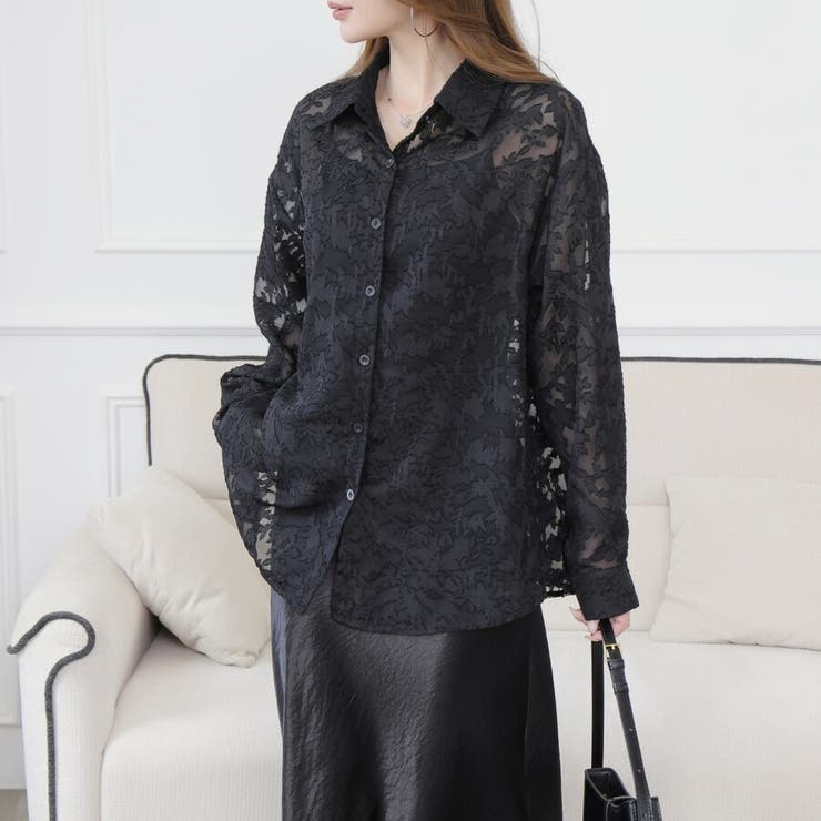 フラワーカットジャガード シアーオーバーシャツ 冷房対策 紫外線対策 | Beststore | 詳細画像3 