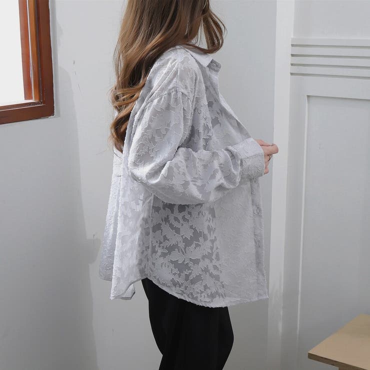 フラワーカットジャガード シアーオーバーシャツ 冷房対策 紫外線対策 | Beststore | 詳細画像5 