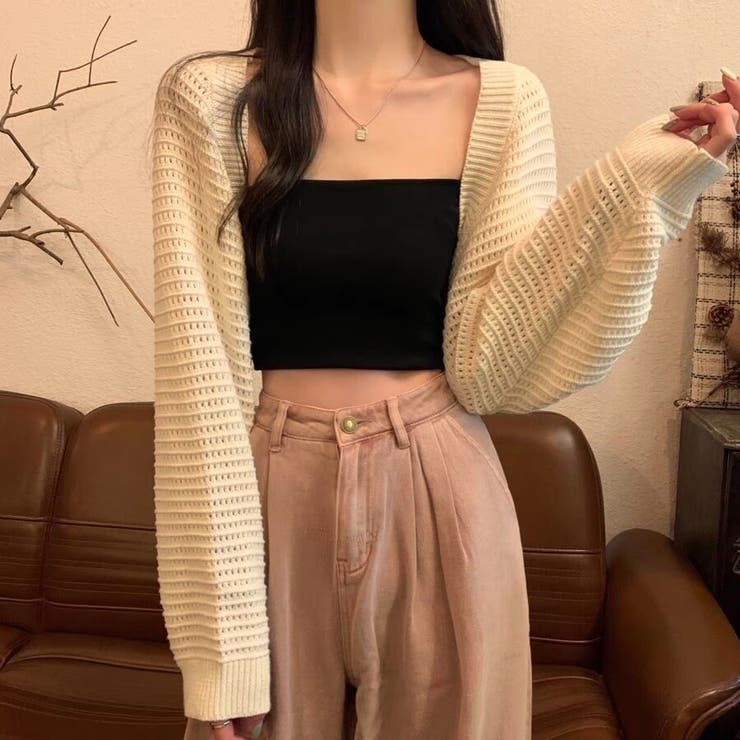 透かし編み パフスリーブ サマーニット ボレロ カーディガン 日焼け対策 | Beststore | 詳細画像6 