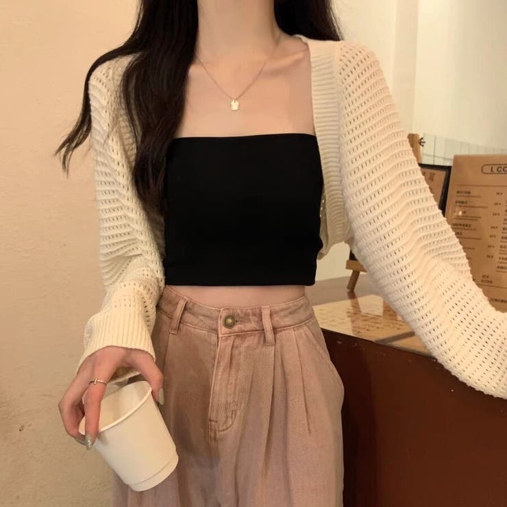 透かし編み パフスリーブ サマーニット ボレロ カーディガン 日焼け対策 | Beststore | 詳細画像5 