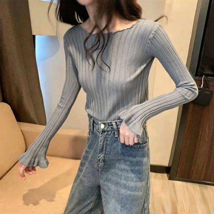 メローフリル リブニット長袖トップス | Beststore | 詳細画像5 