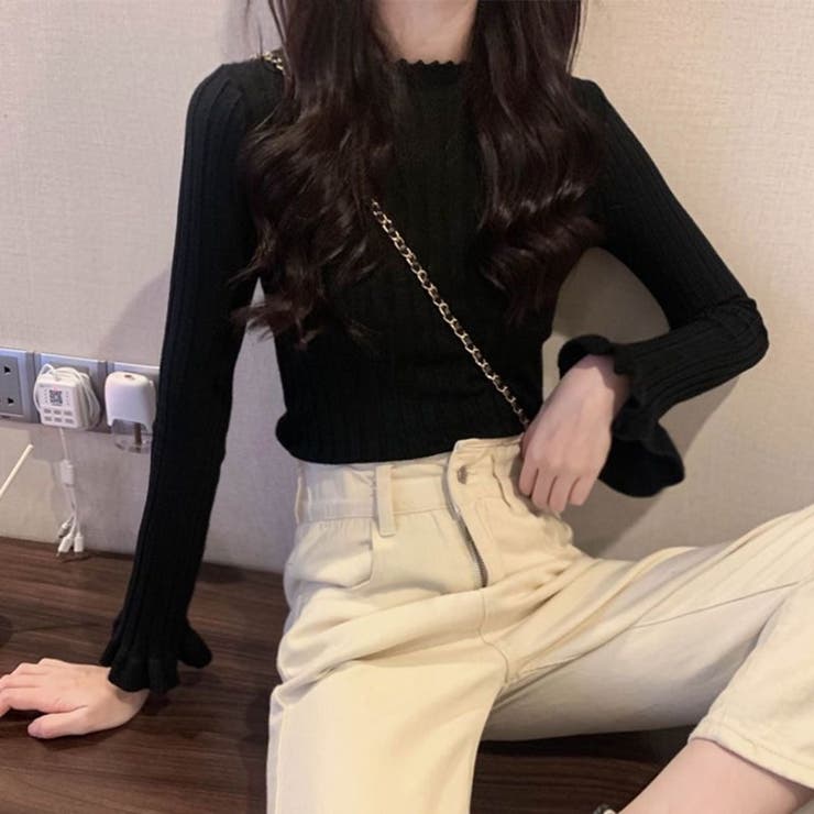 メローフリル リブニット長袖トップス | Beststore | 詳細画像7 