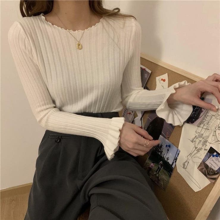 メローフリル リブニット長袖トップス | Beststore | 詳細画像9 