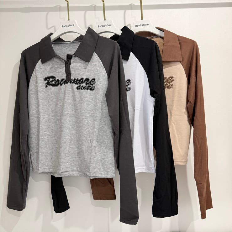 「全3色」バイカラーロゴ入りロングスリーブポロシャツ レトロ 韓国ファッション | Beststore | 詳細画像14 