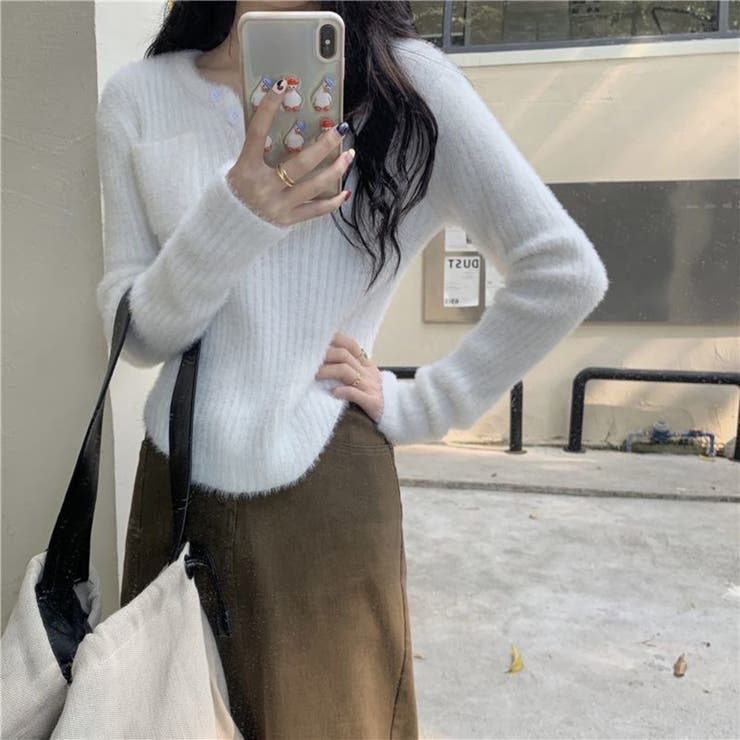 シャギーニット ヘンリーネック トップス ふわふわ ショート丈 秋冬 | Beststore | 詳細画像5 