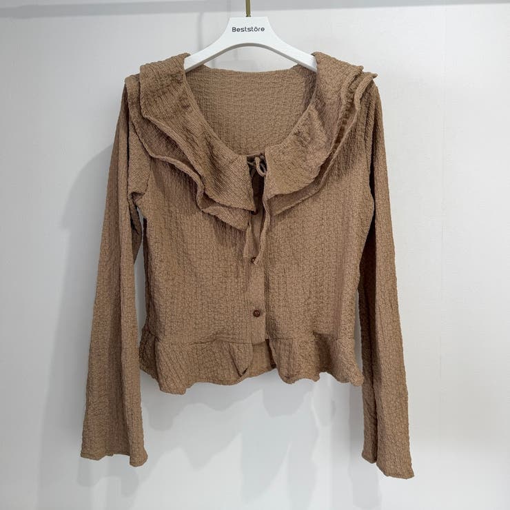 くしゅくしゅエンボス生地と大ぶりフリルが大人可愛い♡ 前リボンブラウス カーディ… | Beststore | 詳細画像21 
