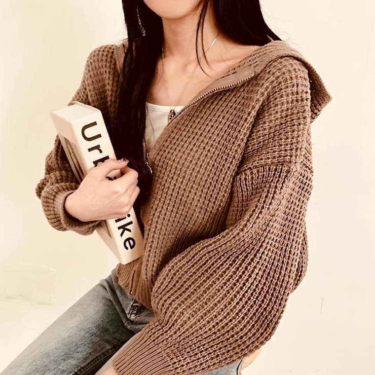 ワッフルニット ジップアップパーカー ショート丈 | Beststore | 詳細画像8 