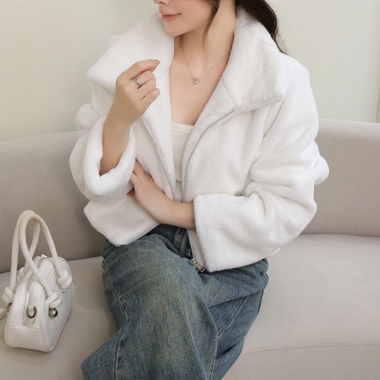 ふわふわ手触り エコファー ショート丈 ジップアップブルゾン 全3色 | Beststore | 詳細画像13 