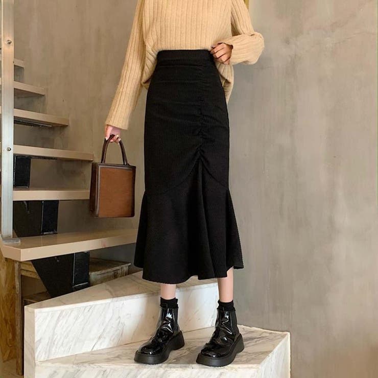 ブラック | マーメイドスカート タイトスカート コーデュロイ | Beststore