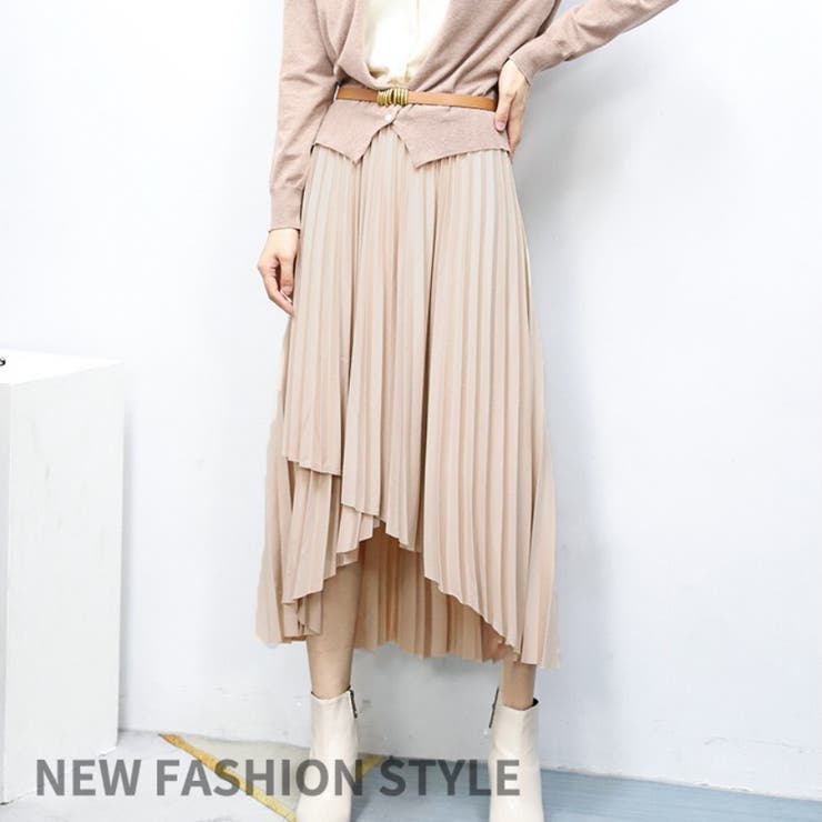 レディース ハイウエストプリーツスカートフレアスカート不規則裾 着やせ | Beststore | 詳細画像2 