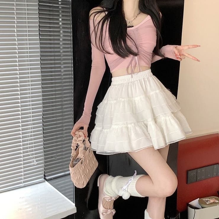 ボリュームフリル ミニ丈 ティアードスカート（インナーパンツ付） | Beststore | 詳細画像10 