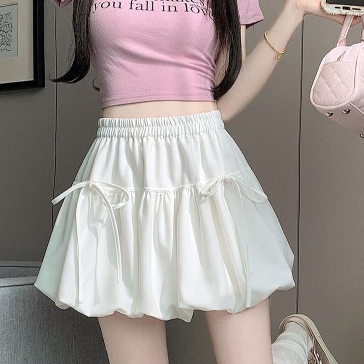 リボン付き バブルバルーンスカート ミニスカート 裏地パンツ付き | Beststore | 詳細画像2 
