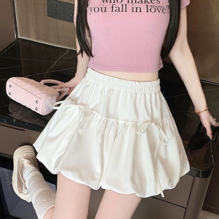 リボン付き バブルバルーンスカート ミニスカート 裏地パンツ付き | Beststore | 詳細画像3 