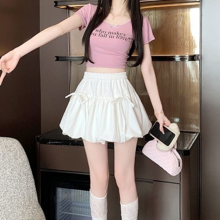 リボン付き バブルバルーンスカート ミニスカート 裏地パンツ付き | Beststore | 詳細画像5 