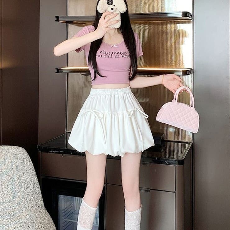 リボン付き バブルバルーンスカート ミニスカート 裏地パンツ付き | Beststore | 詳細画像6 
