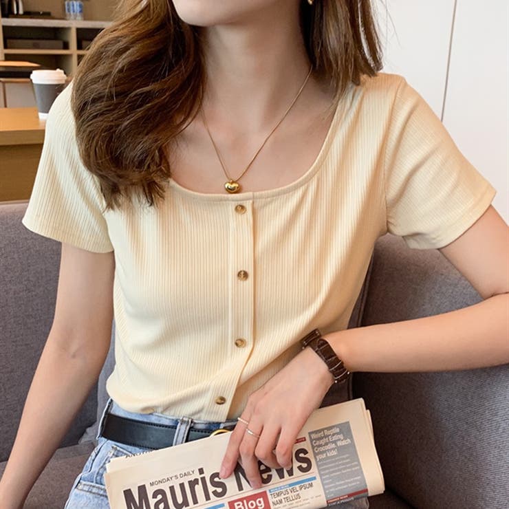 UネックTシャツ クルーネックＴシャツショート丈Ｔシャツ ショート丈 | Beststore | 詳細画像1 