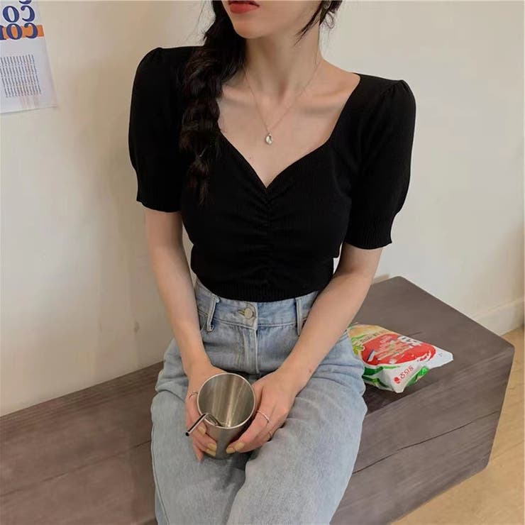 ニットソー半袖 ショートｖネック ニットソー | Beststore | 詳細画像2 