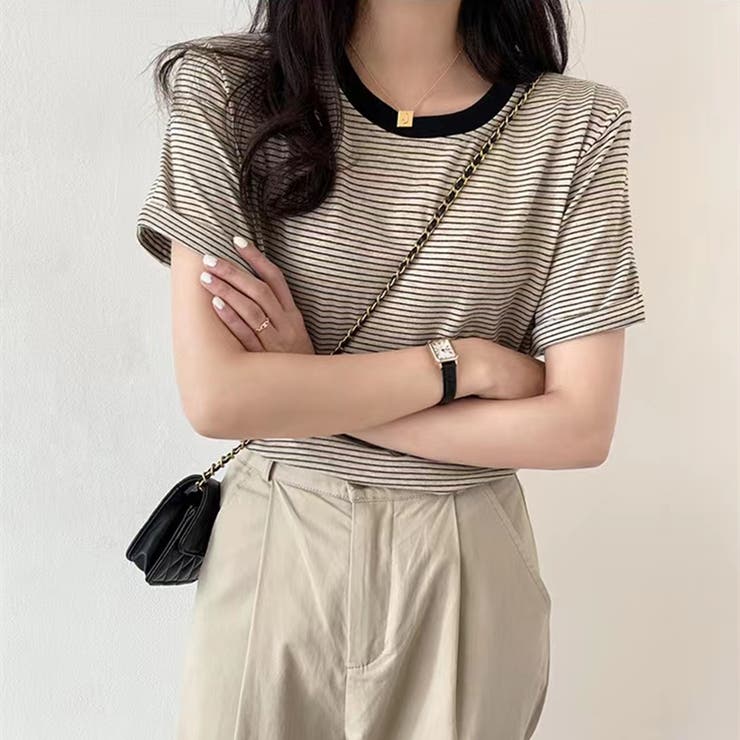 バイカラーボーダーTシャツ 韓国ファッション tシャツ | Beststore | 詳細画像2 