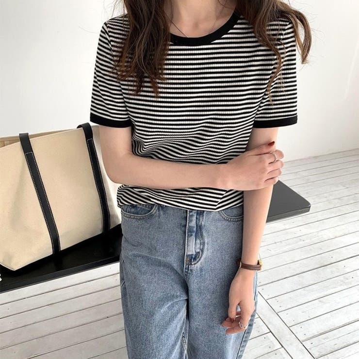 バイカラーボーダーTシャツ 韓国ファッション tシャツ | Beststore | 詳細画像7 