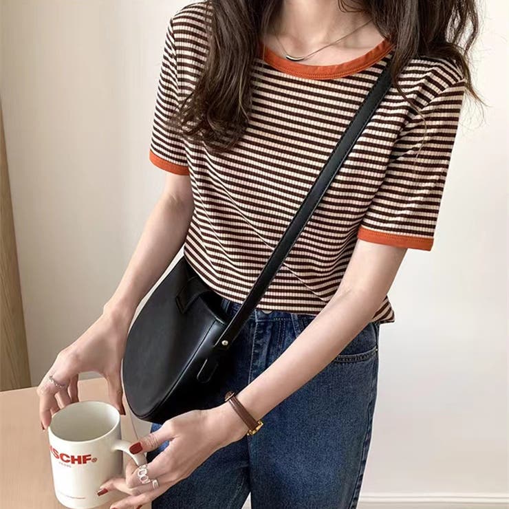 バイカラーボーダーTシャツ 韓国ファッション tシャツ | Beststore | 詳細画像3 