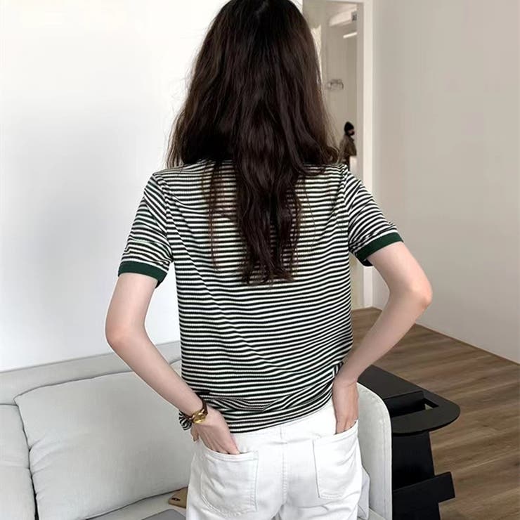 バイカラーボーダーTシャツ 韓国ファッション tシャツ | Beststore | 詳細画像5 