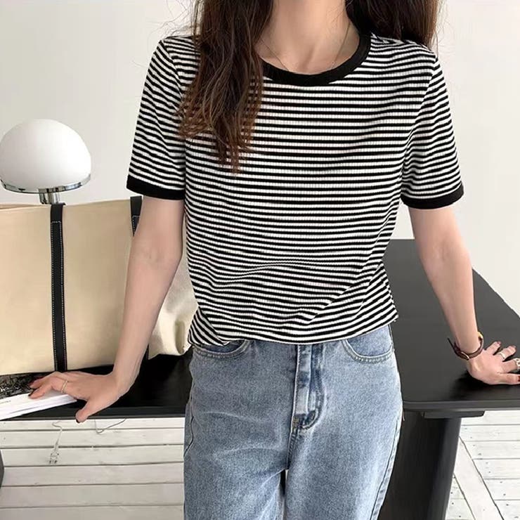 バイカラーボーダーTシャツ 韓国ファッション tシャツ | Beststore | 詳細画像6 