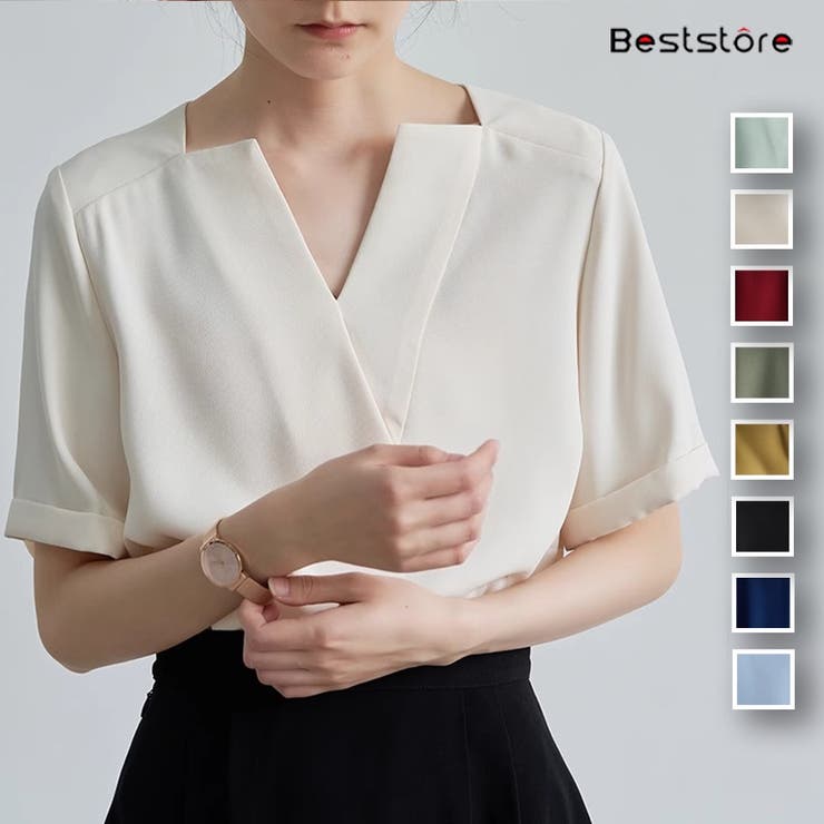 キーネック 半袖 シャツブラウス | Beststore | 詳細画像1 