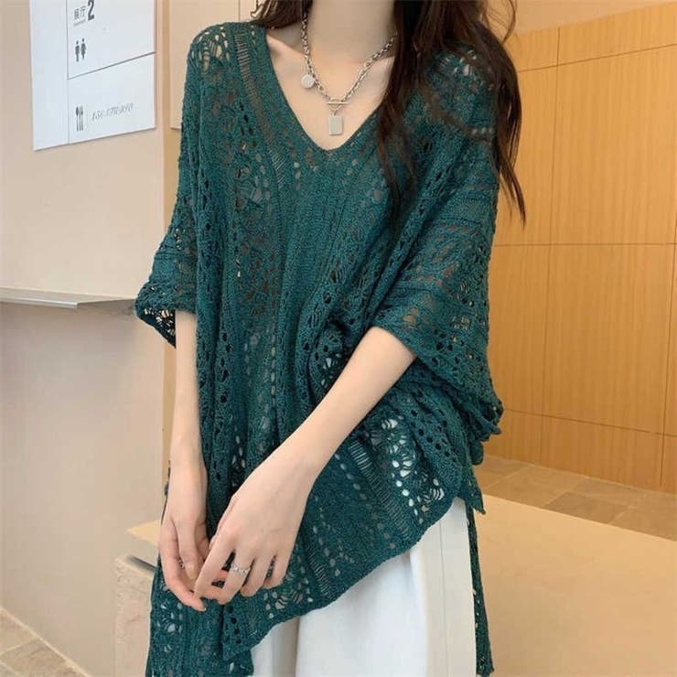 【全4色】オーバーサイズ かぎ針編み風 Vネック | Beststore | 詳細画像19 