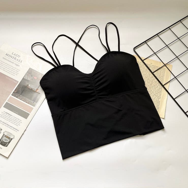ブラック | ひんやり快適な「サマーファブリック」「美背中」バッククロス レースアップ ブラト… | Beststore