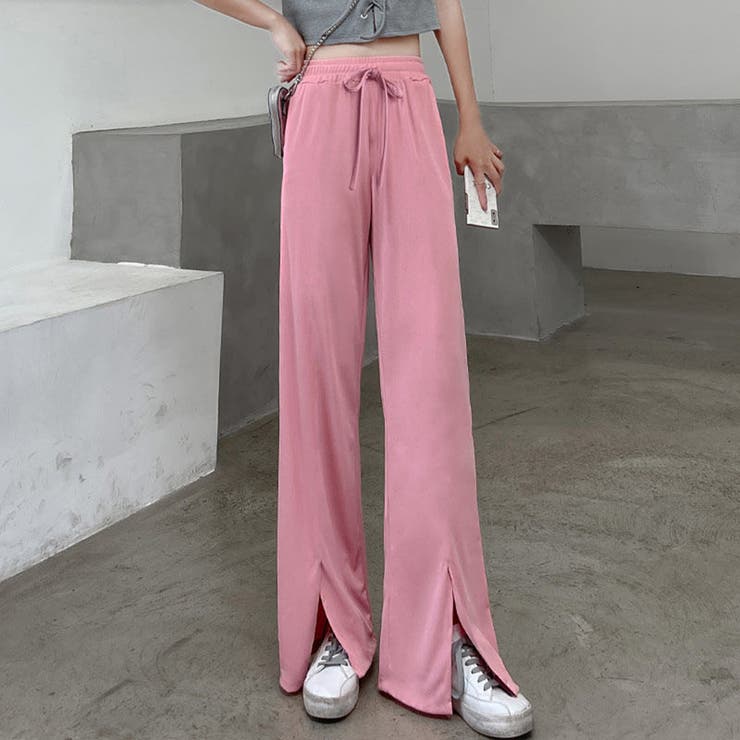 ピンク | ワイドパンツ ロングパンツ プリーツリラックス | Beststore