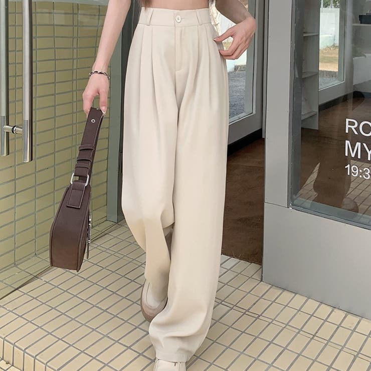 ワイドパンツ スラックスパンツ ハイウエスト[品番：BSRW0000420