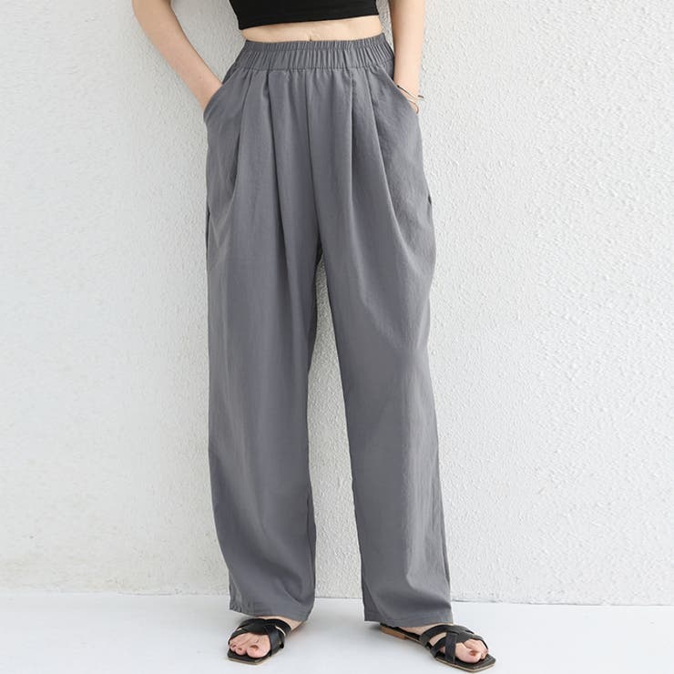 スラックス ハイウエスト ワイドパンツ[品番：BSRW0000926